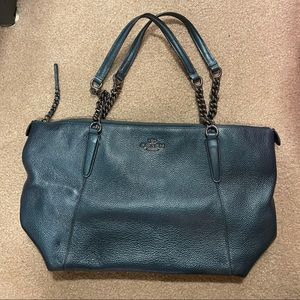 COACH Metallic Teal Gunmetal Handbag